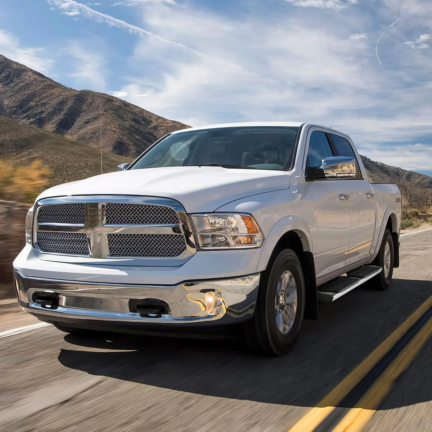 2009-2018 Dodge Ram 1500 Crew Cab 2019-2024 Dodge Ram 1500 Classic 2010-2024 Dodge Ram 2500 3500 6 Inch Slip-Proof Stainless Steel Side Step Nerf Bars Running Boards