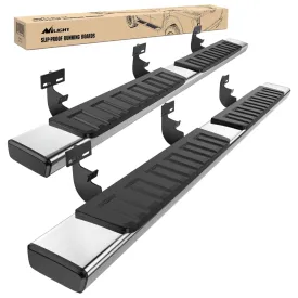 2009-2018 Dodge Ram 1500 Crew Cab 2019-2024 Dodge Ram 1500 Classic 2010-2024 Dodge Ram 2500 3500 6 Inch Slip-Proof Stainless Steel Side Step Nerf Bars Running Boards