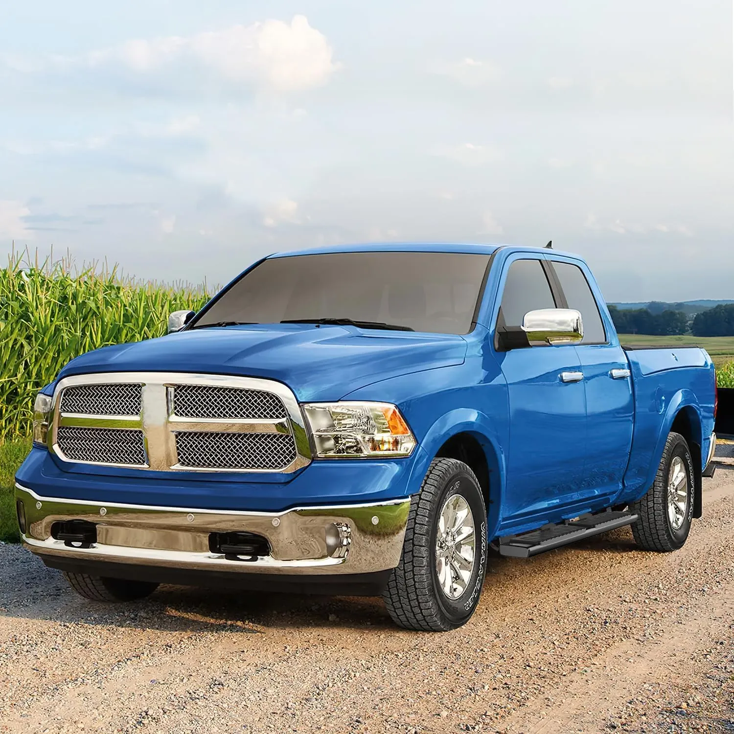 2009-2018 Dodge Ram 1500 Quad Cab 2019-2024 Dodge Ram 1500 Classic 2010-2024 Dodge Ram 2500 3500 6 Inch Slip-Proof Aluminum Bolt-on Side Step Nerf Bars Running Boards