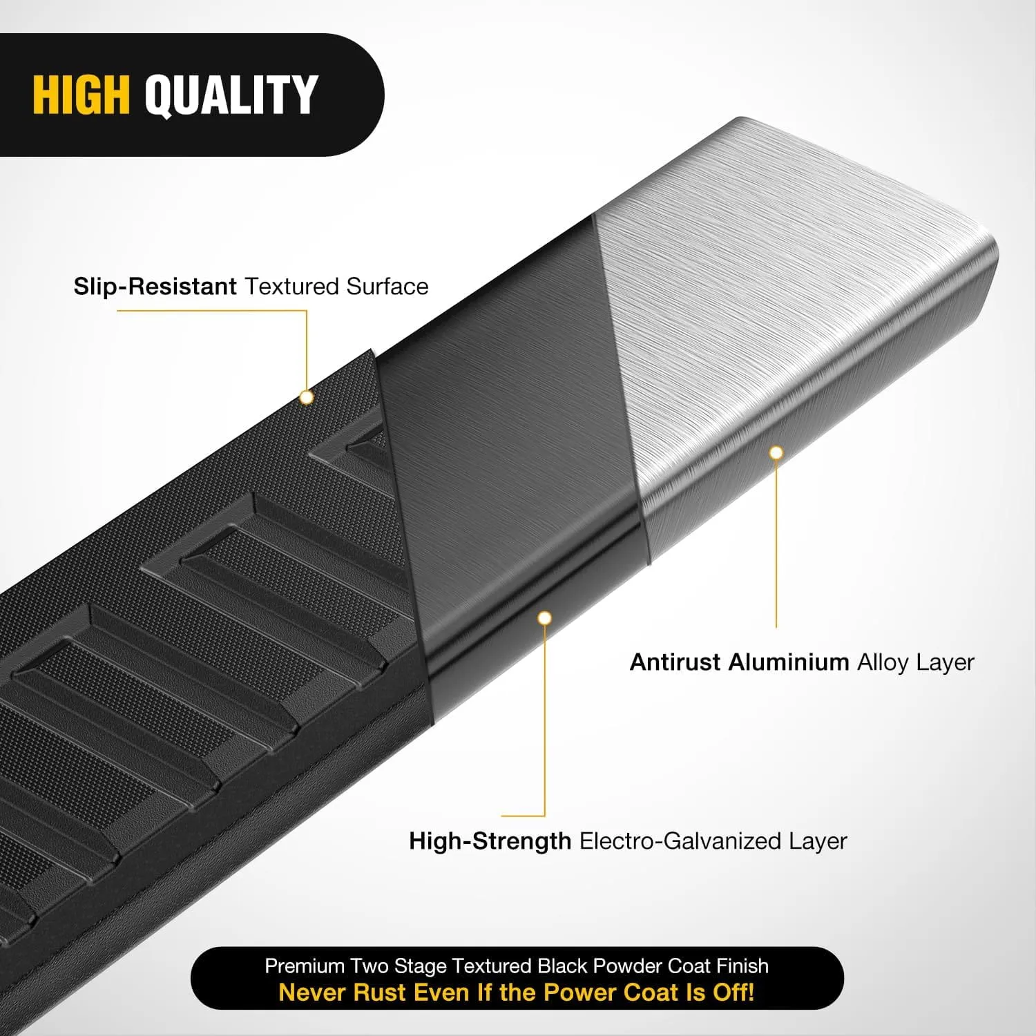 2009-2018 Dodge Ram 1500 Quad Cab 2019-2024 Dodge Ram 1500 Classic 2010-2024 Dodge Ram 2500 3500 6 Inch Slip-Proof Aluminum Bolt-on Side Step Nerf Bars Running Boards