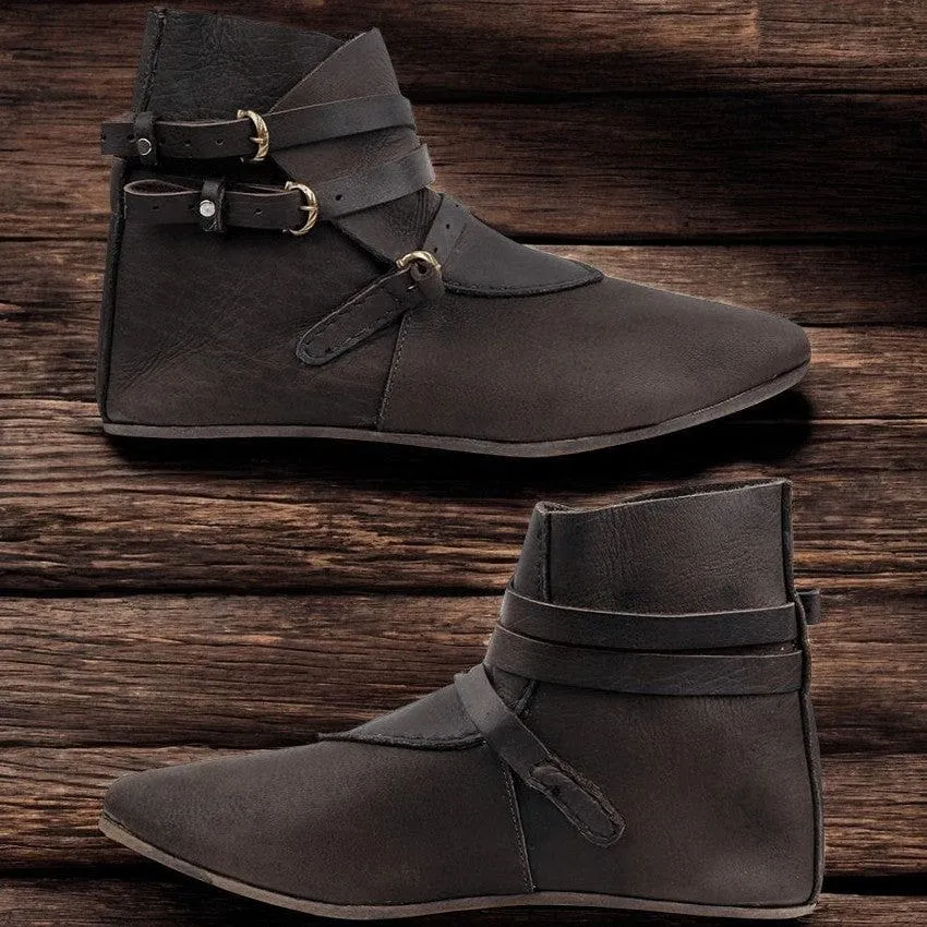 Brown Leather Viking Boots | Raimund Triple Buckle