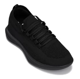 CALTO - QA060 - 2.4 Inches Taller (Black/Black Sole) - Lightweight Knitted Sneakers