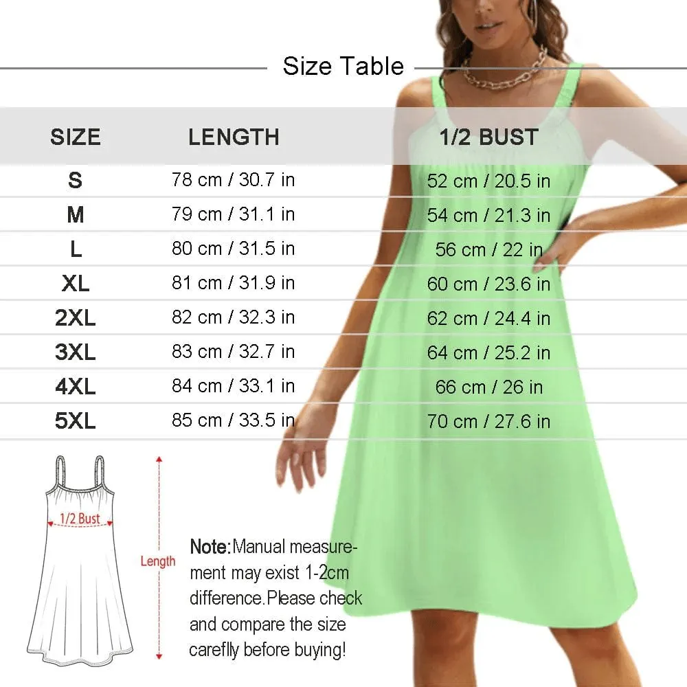 Custom Face Flowers Green Couple Swim Shorts&Dress Men's Swim Trunks Women's Beach Sling Skirt