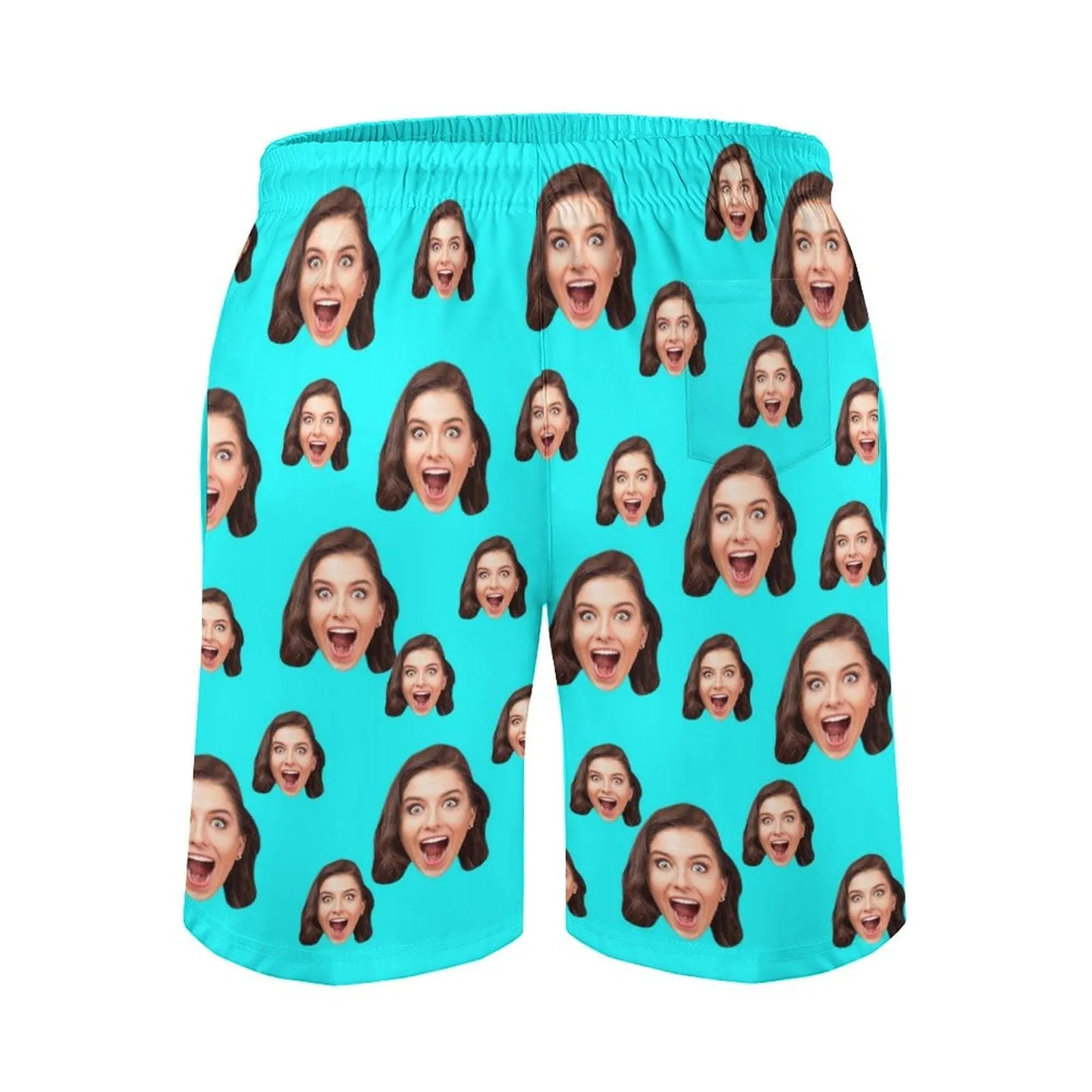Custom Girlfriend Face Multicolour Men's Casual Beach Shorts with Drawstring