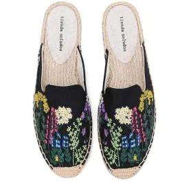 Embroidered Espadrilles Slides