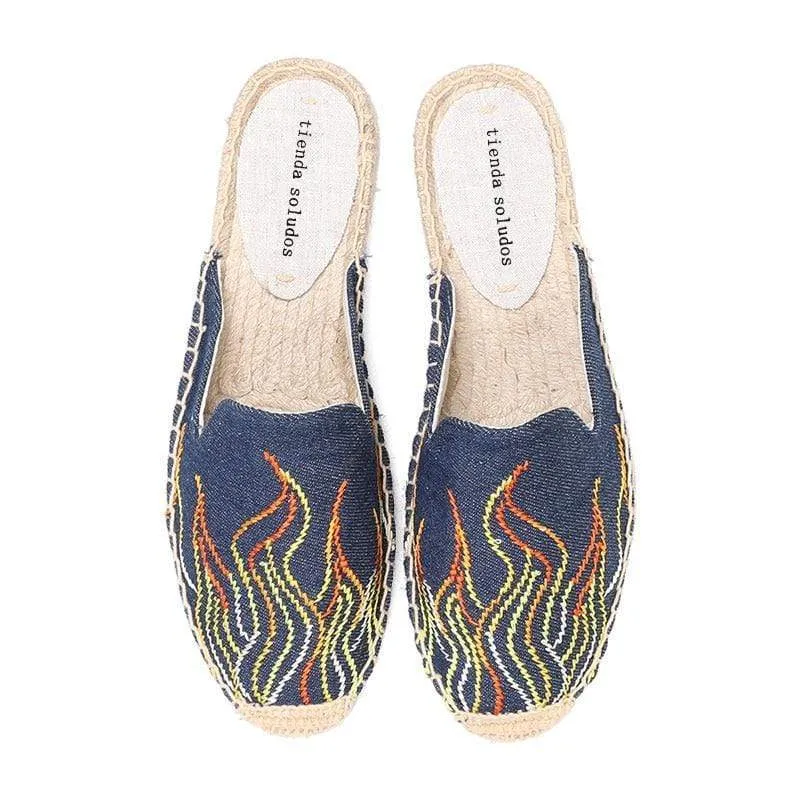 Embroidered Espadrilles Slides