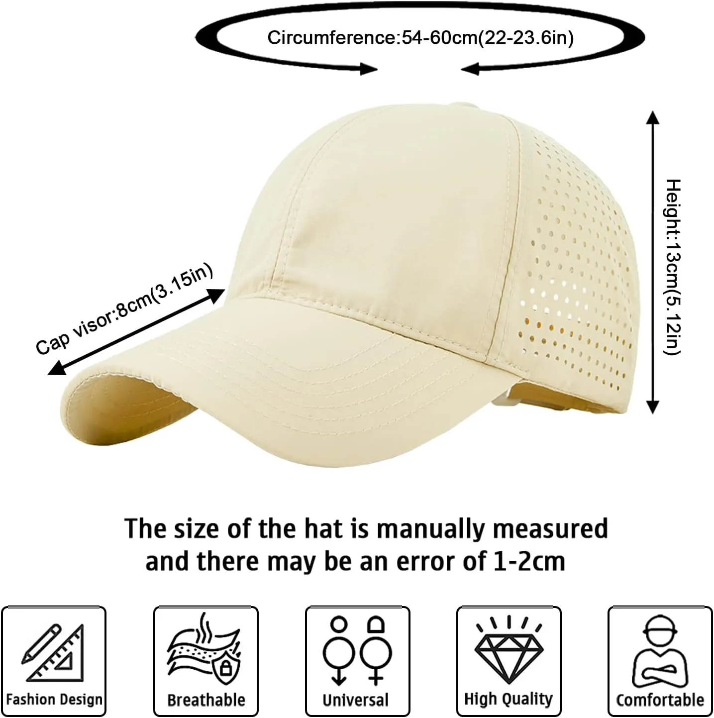 Enwokran Men Quick Dry Sport Baseball Cap, Athletic Fitted Cap Mesh Adjustable Plain Hat Running Trucker Hat for Women