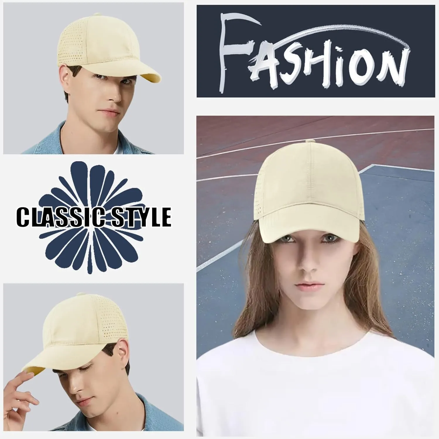 Enwokran Men Quick Dry Sport Baseball Cap, Athletic Fitted Cap Mesh Adjustable Plain Hat Running Trucker Hat for Women