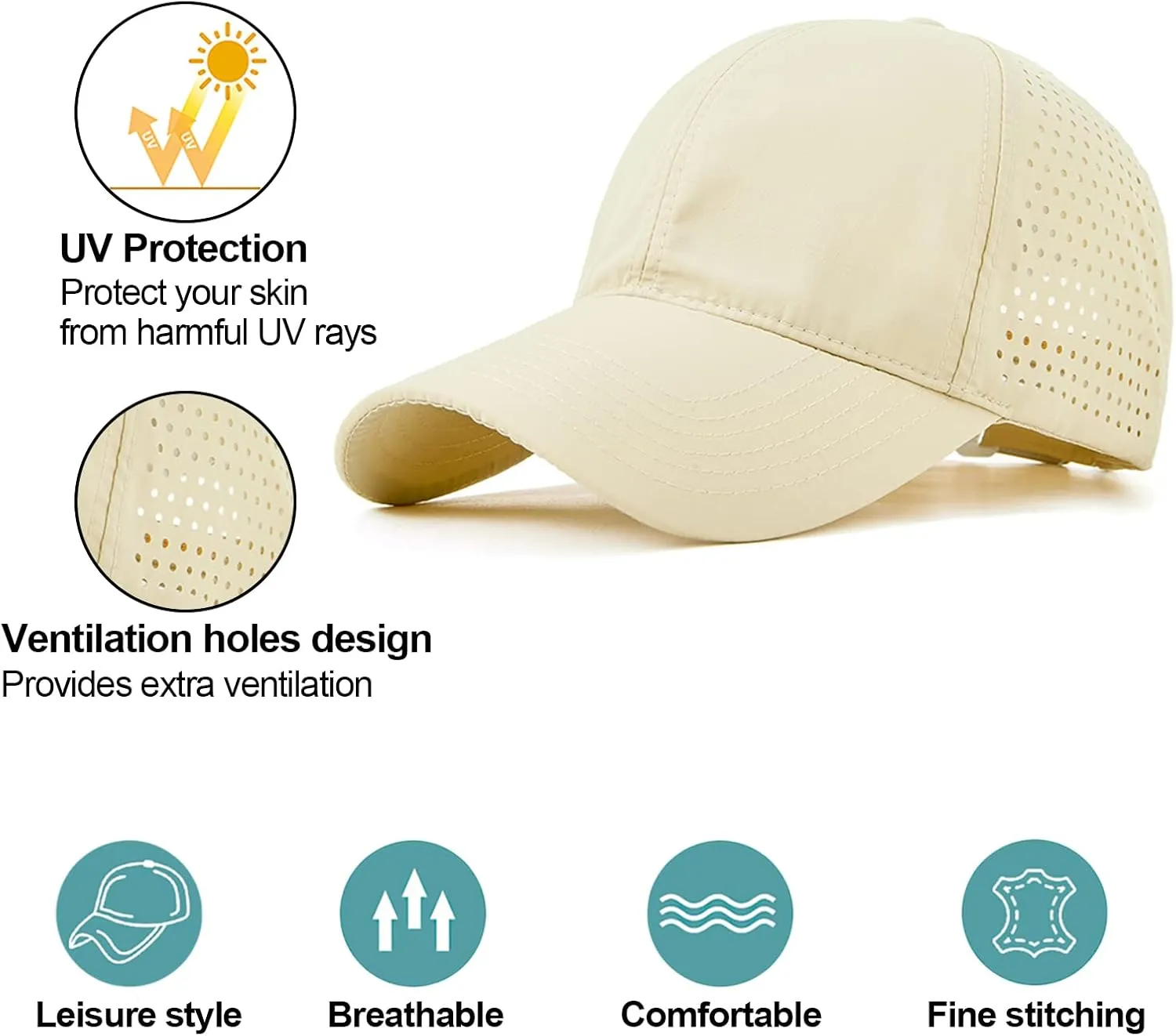 Enwokran Men Quick Dry Sport Baseball Cap, Athletic Fitted Cap Mesh Adjustable Plain Hat Running Trucker Hat for Women