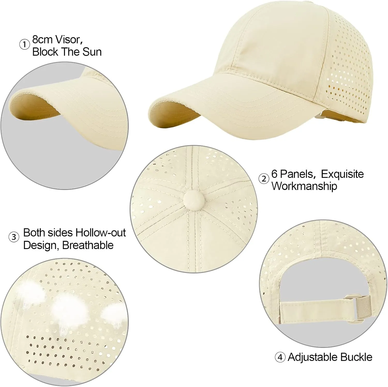 Enwokran Men Quick Dry Sport Baseball Cap, Athletic Fitted Cap Mesh Adjustable Plain Hat Running Trucker Hat for Women