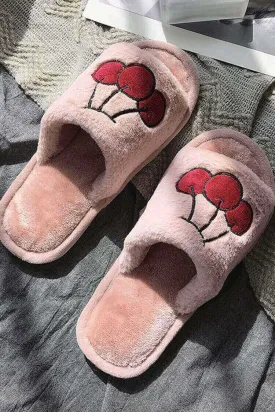 Fluffy Indoor Slippers (Cherry)