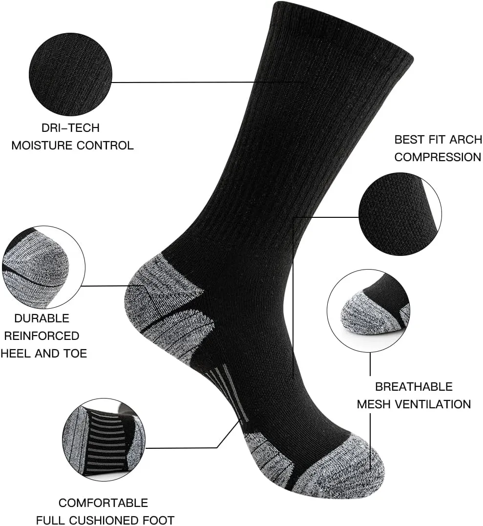 JOYN??E 8 Pairs Mens Athletic Crew Socks Cushion Running Work Breathable Outdoor Socks for Men,Sock Size:10-13