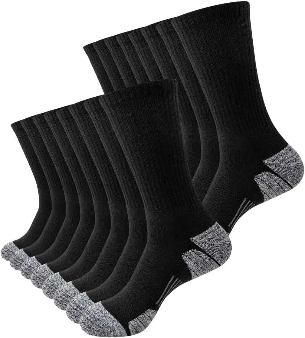 JOYN??E 8 Pairs Mens Athletic Crew Socks Cushion Running Work Breathable Outdoor Socks for Men,Sock Size:10-13