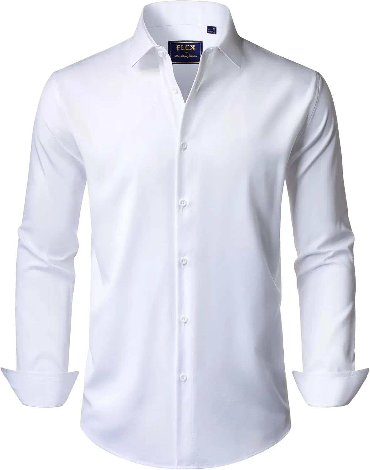 J.VER Men's Dress Shirts Stretch Long Sleeve Formal Shirt Solid Business Casual Button Down Shirts for Wedding Prom