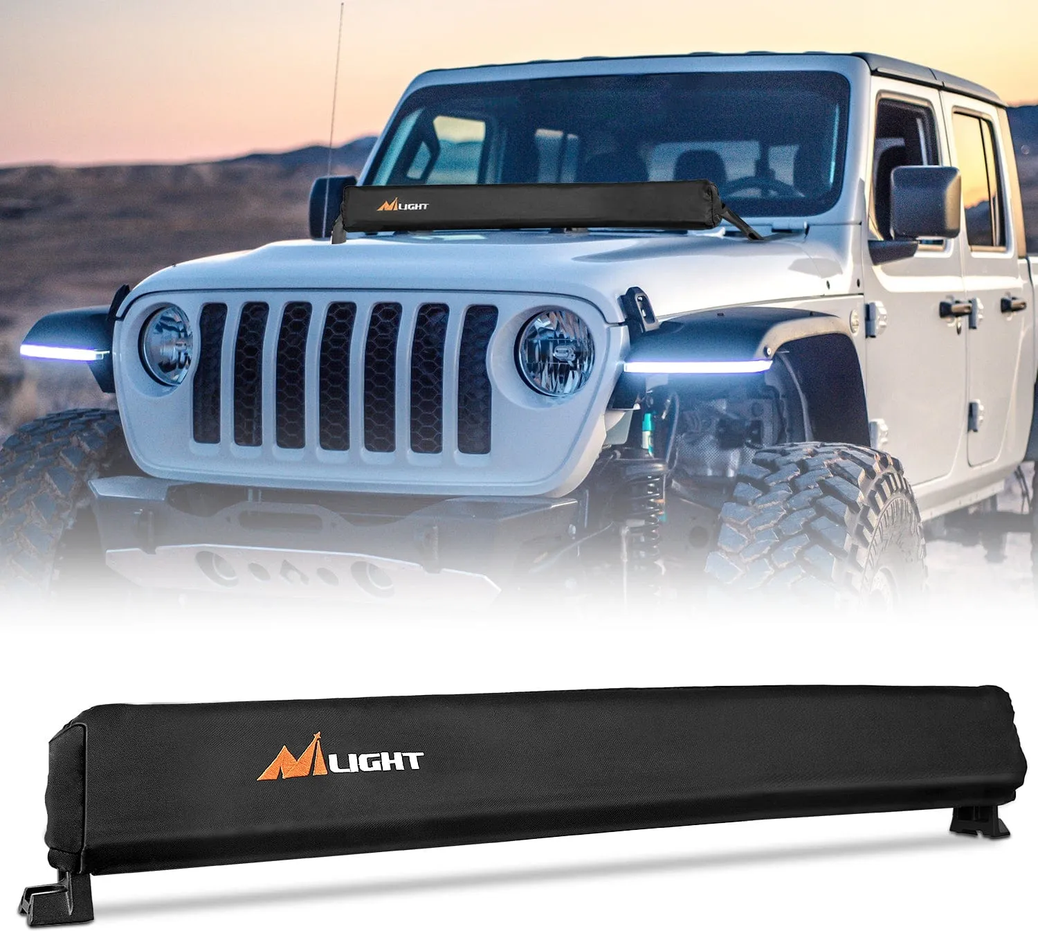 LED Light Bar Cover 32 Inches Black Nylon Protective Sleeve Universal Fit Straight and Curved Bar Waterproof Dustproof Scratch-Proof Light Cover for Driving Off Road Lights