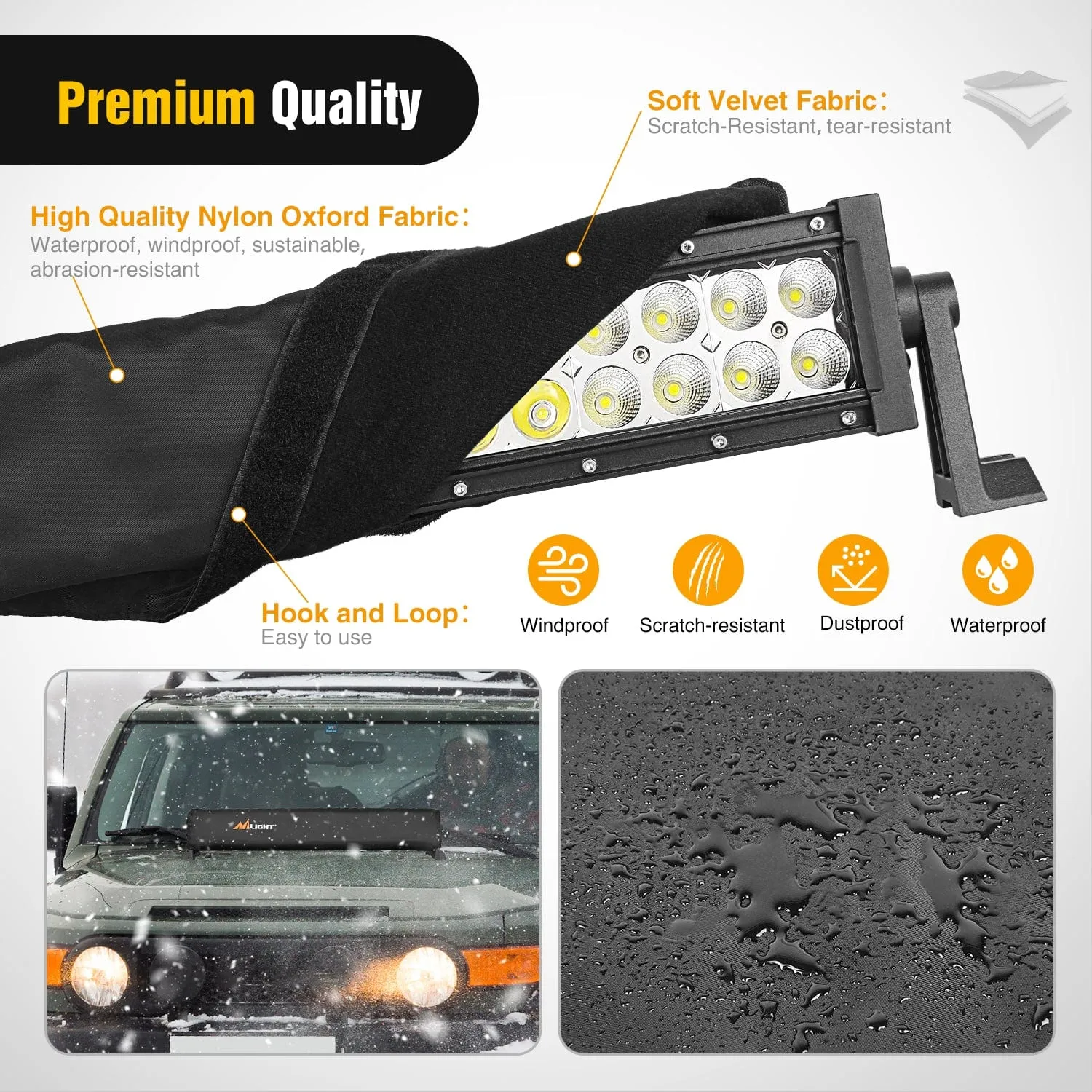 LED Light Bar Cover 32 Inches Black Nylon Protective Sleeve Universal Fit Straight and Curved Bar Waterproof Dustproof Scratch-Proof Light Cover for Driving Off Road Lights