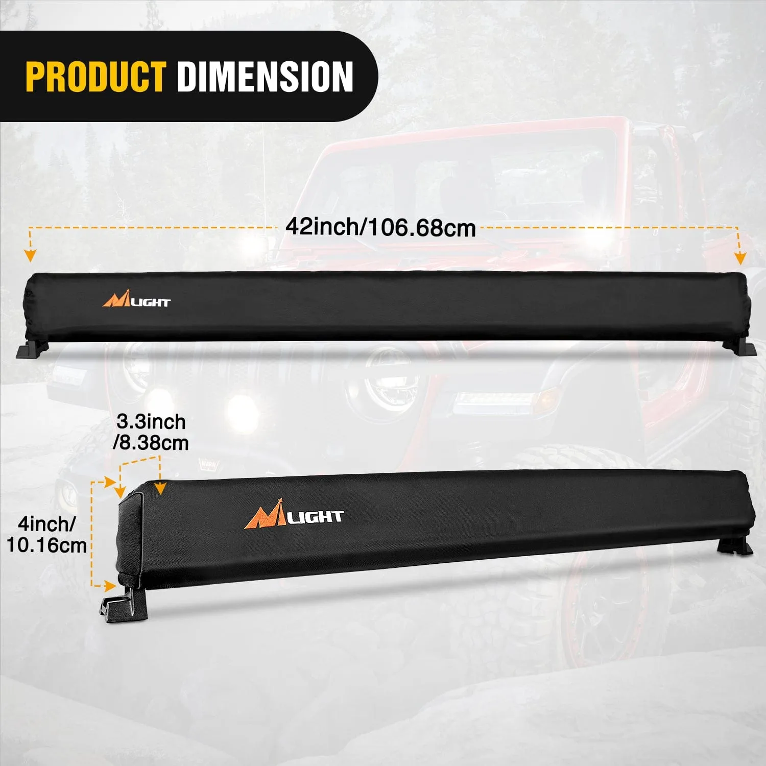 LED Light Bar Cover 42 Inches Black Nylon Protective Sleeve Universal Fit Straight and Curved Bar Waterproof Dustproof Scratch-Proof Light Cover for Driving Off Road Lights