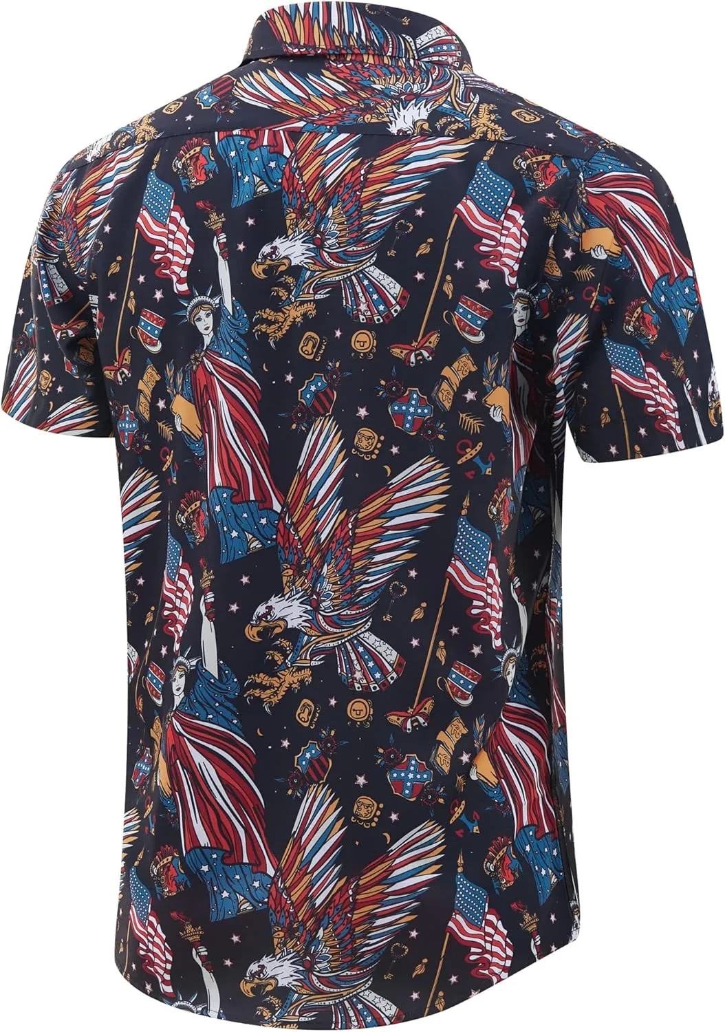 Mens American Flag Shirt - Patriotic Shirts for Men Short Sleeve Button Down Hawaiian Shirts