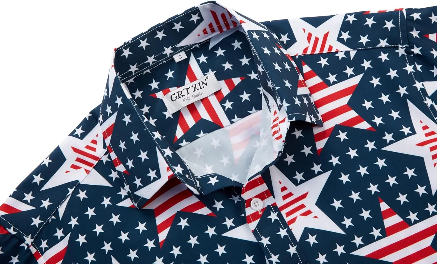 Mens American Flag Shirt - Patriotic Shirts for Men Short Sleeve Button Down Hawaiian Shirts