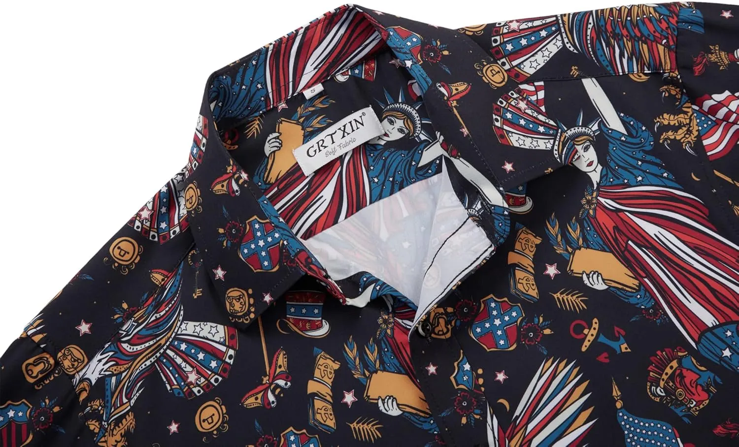 Mens American Flag Shirt - Patriotic Shirts for Men Short Sleeve Button Down Hawaiian Shirts