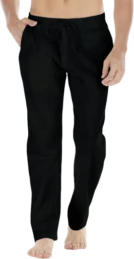 Mens Loose Fit Linen Pants Casual Lightweight Drawstring Stretch Cotton Linen Pants for Men Summer Beach