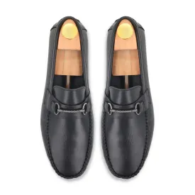 Metallic Silver Buckled Moccasisns - Black
