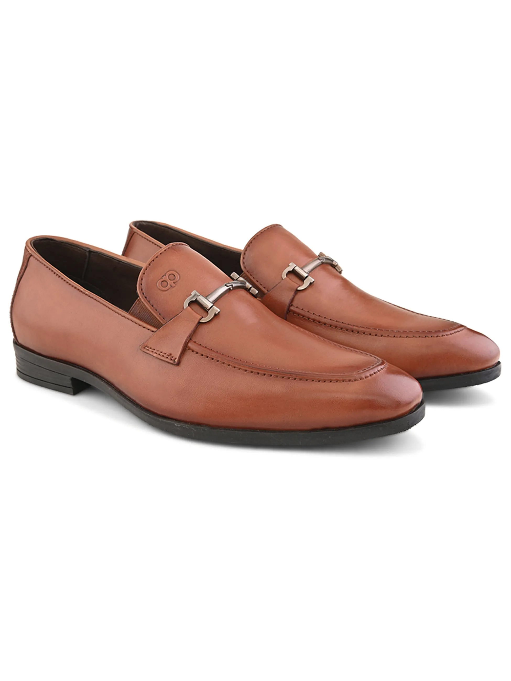 Pelle Albero Male's Cognac Leather Formal Mocassion