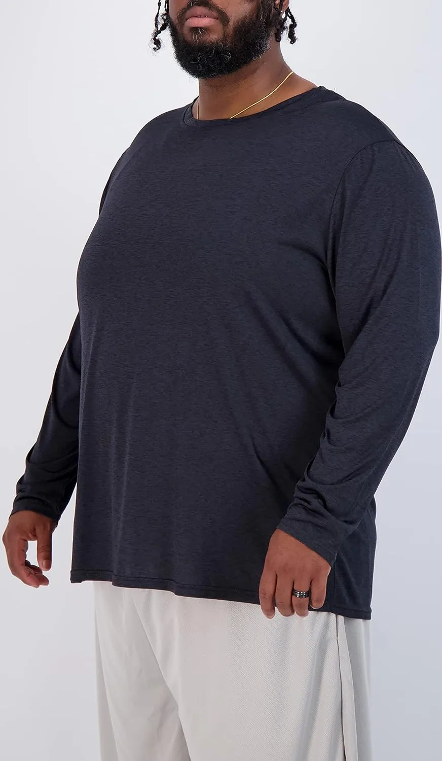 Real Essentials 3 Pack: Men??s Big & Tall Tech Stretch Long-Sleeve & Short-Sleeve Dry-Fit T-Shirt (3XT-5XT)