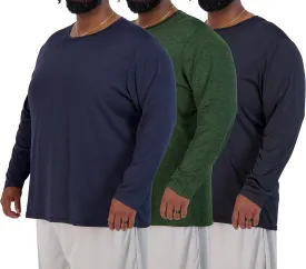 Real Essentials 3 Pack: Men??s Big & Tall Tech Stretch Long-Sleeve & Short-Sleeve Dry-Fit T-Shirt (3XT-5XT)
