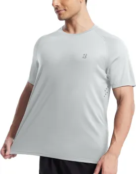 Roadbox Men's UPF 50  Swim Rash Guard, Short Sleeve UV Sun Protection Workout Athletic Shirts Quick Dry Gym Running Tee Tops