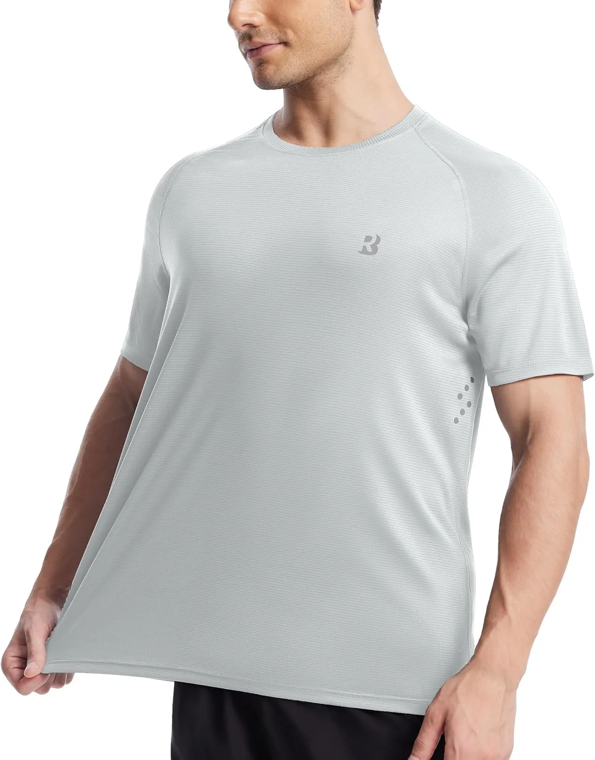 Roadbox Men's UPF 50  Swim Rash Guard, Short Sleeve UV Sun Protection Workout Athletic Shirts Quick Dry Gym Running Tee Tops
