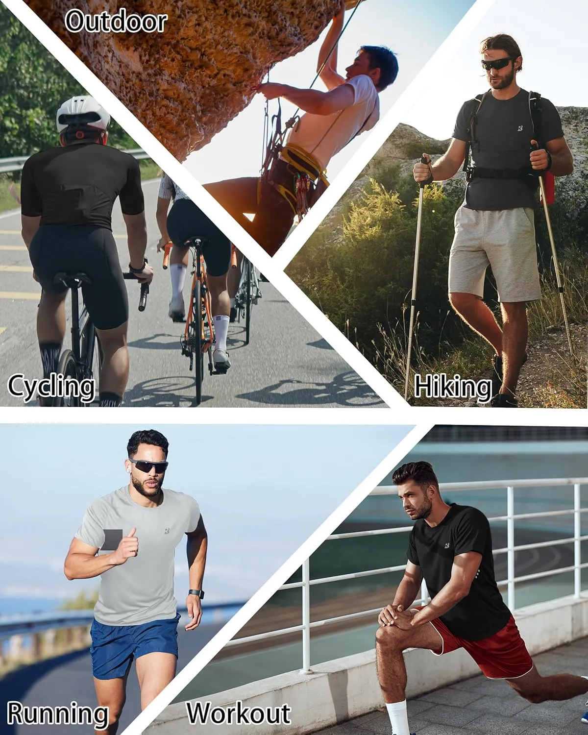 Roadbox Men's UPF 50  Swim Rash Guard, Short Sleeve UV Sun Protection Workout Athletic Shirts Quick Dry Gym Running Tee Tops
