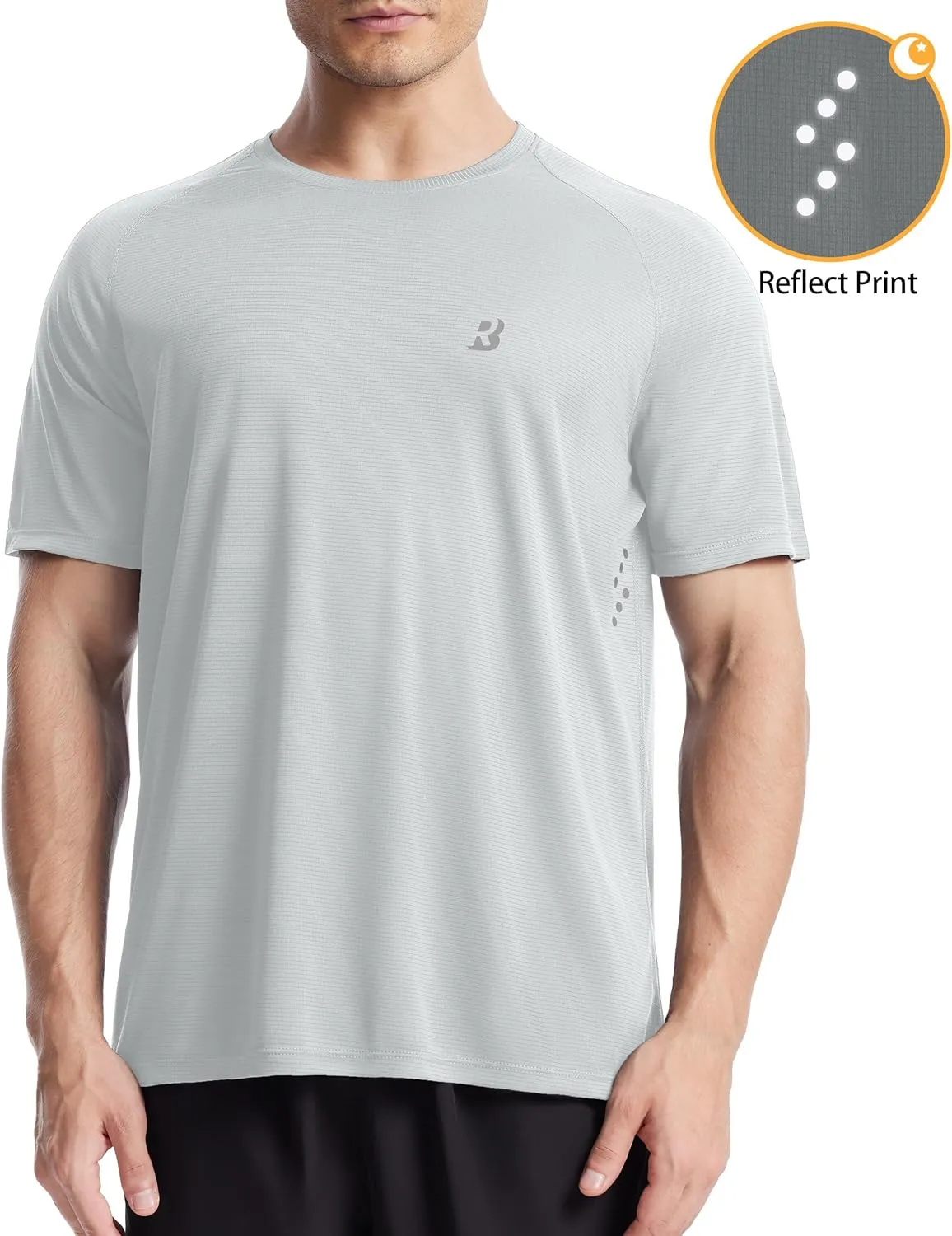 Roadbox Men's UPF 50  Swim Rash Guard, Short Sleeve UV Sun Protection Workout Athletic Shirts Quick Dry Gym Running Tee Tops