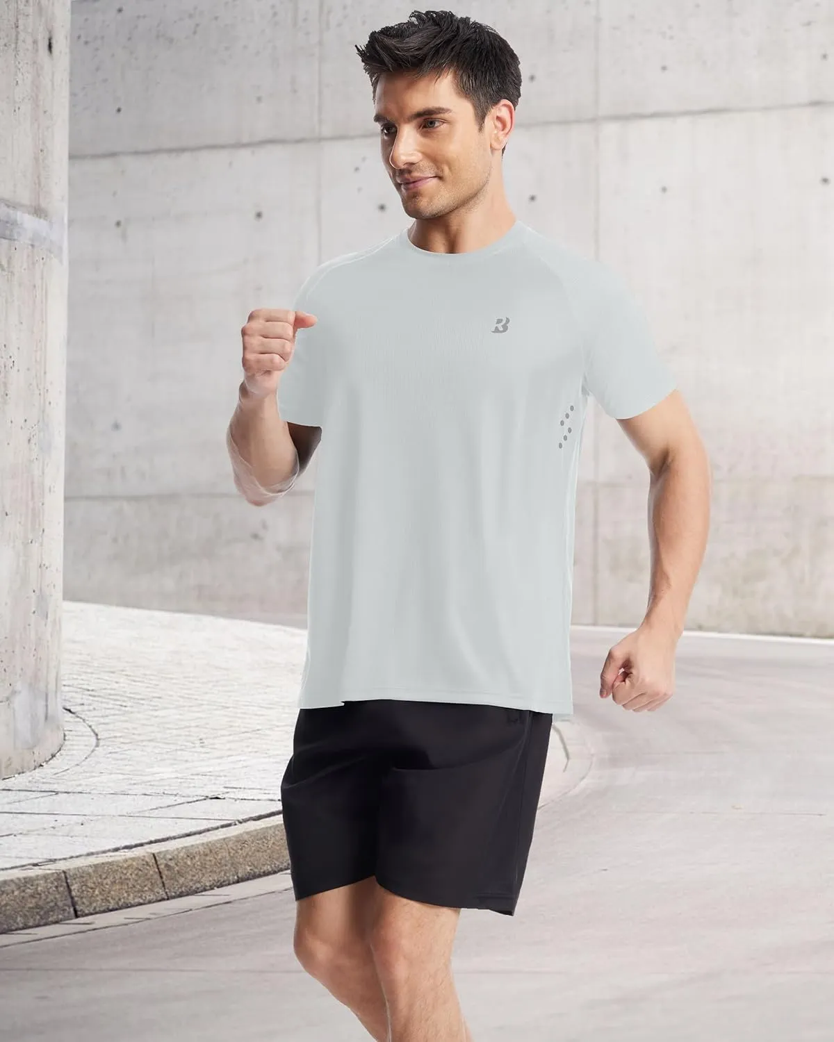 Roadbox Men's UPF 50  Swim Rash Guard, Short Sleeve UV Sun Protection Workout Athletic Shirts Quick Dry Gym Running Tee Tops