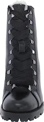 Schutz Zhara Winter Black Lace Up Pointed Toe Block High Heel Combat Boots