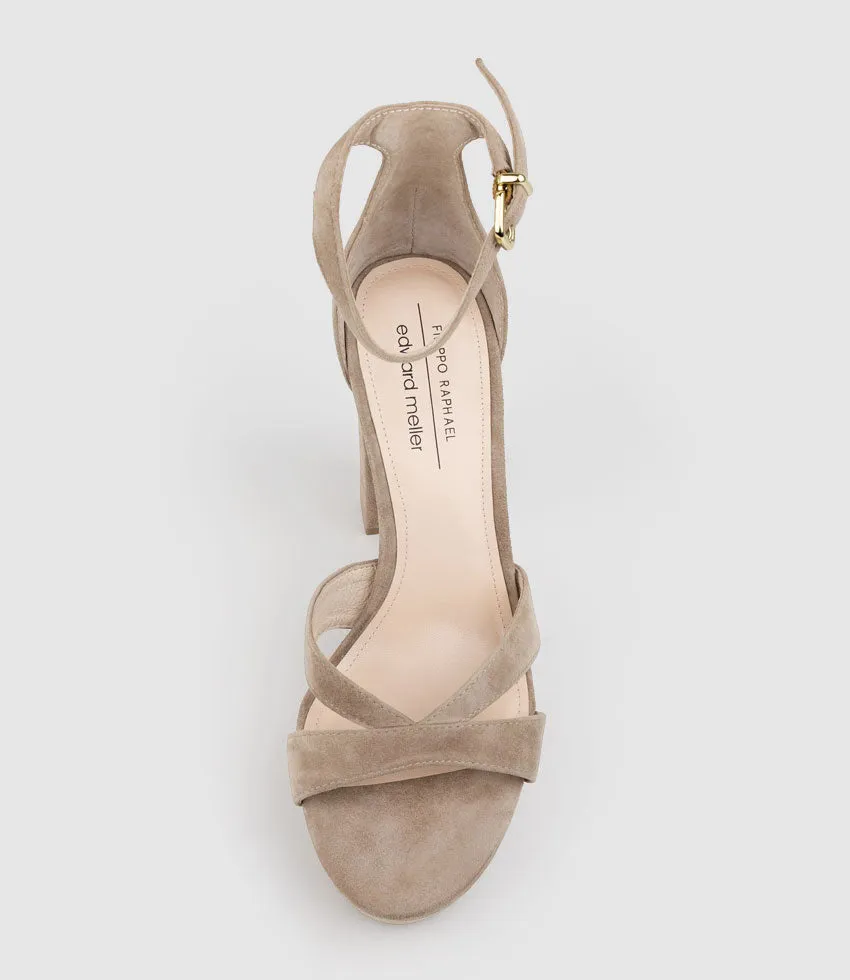 SLOANE110 Platform Sandal in Nude Suede