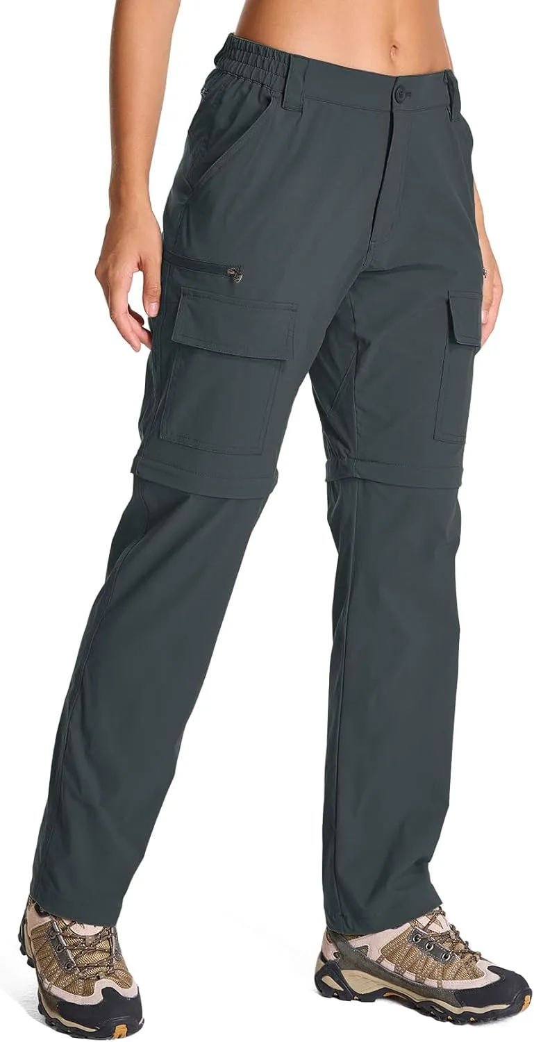 Womens Hiking Pants Convertible Quick Dry Stretch Lightweight Zip Off Outdoor Safari Pants with Cargo Pockets
